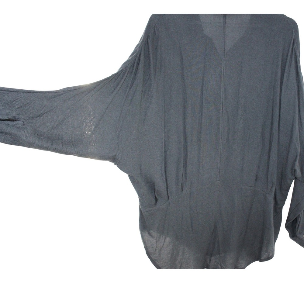 Free People Tunic Button Down Dolman Sleeve Herringbone Size M Charcoal Grey - Picture 3 of 7